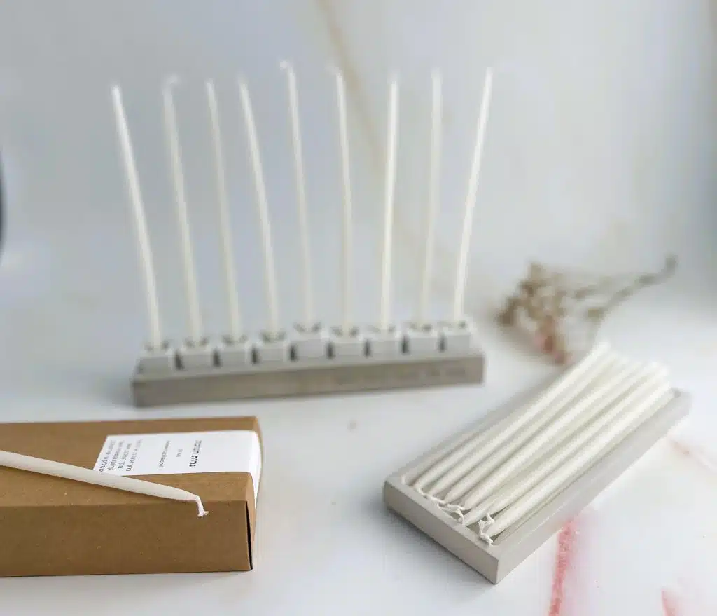 Long White Hanukkah Candles Made in Israel Craft Packaging
